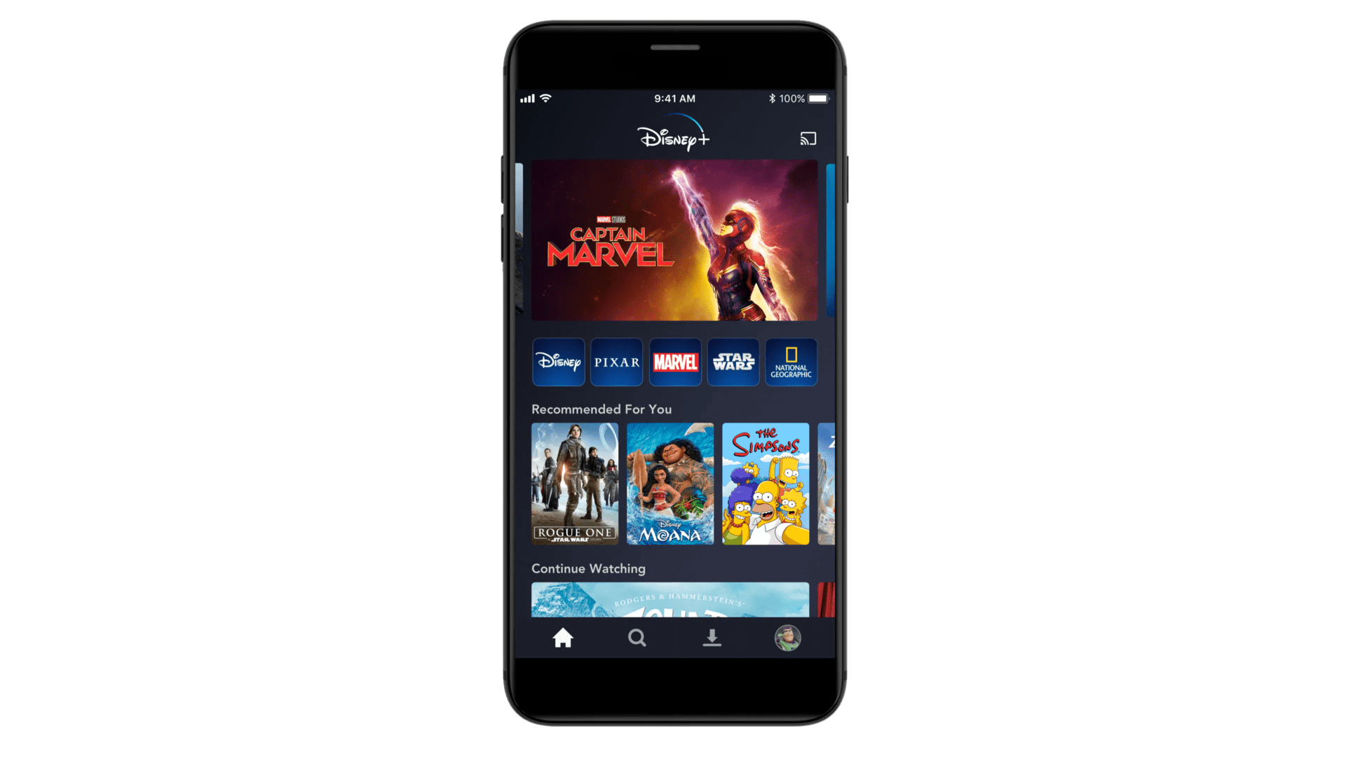 Disney+ smartphone